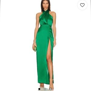 Amanda Uprichard X Revolve Mezcal Gown in Dark Green